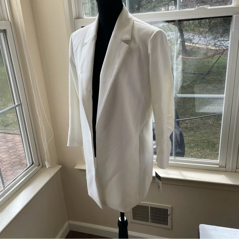 Tahari Asl Ruched Sleeve White Women Blazer Size 2 - Picture 11 of 11